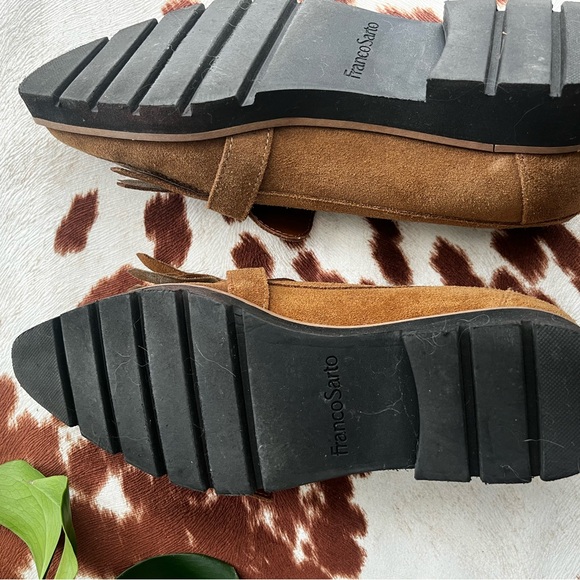 FRANCO SARTO Brown Suede Loafers with Fringe Detail - Picture 4 of 8